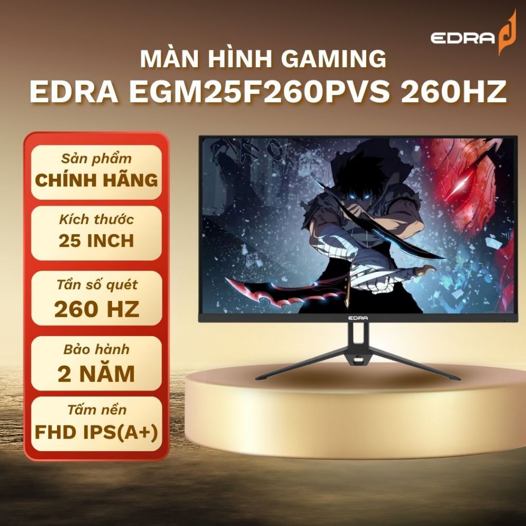 Màn hình gaming EDRA EGM25F260PVS 25" FHD IPS 260Hz Bảo hành chính hãng 2 năm