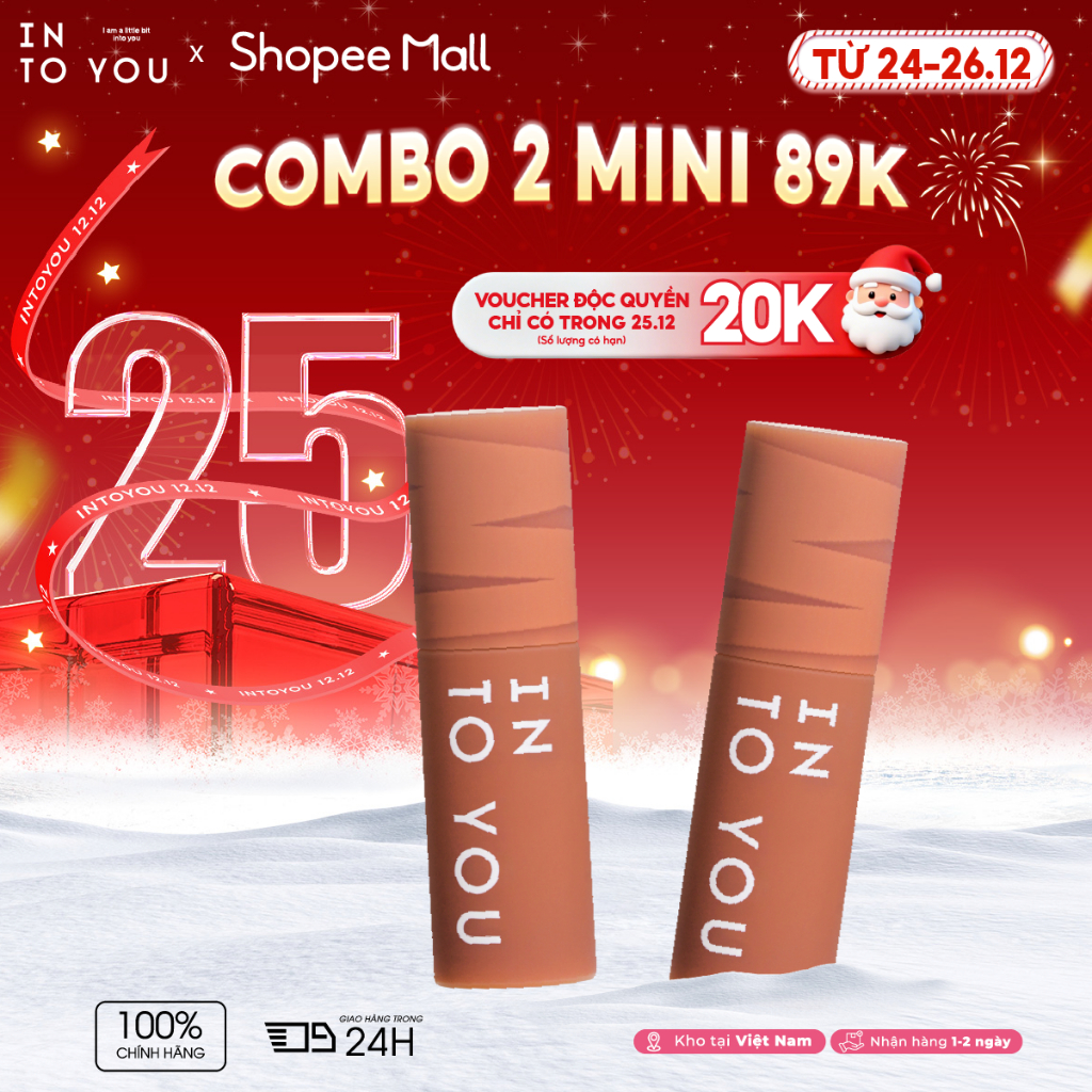 Son Mini Bùn INTO YOU Lì Nhẹ Bền Màu Mềm Mịn Làm Đầy Rãnh Môi Khử Thâm Đẹp Cho Nữ Sáng Da 1g | BigBuy360 - bigbuy360.vn