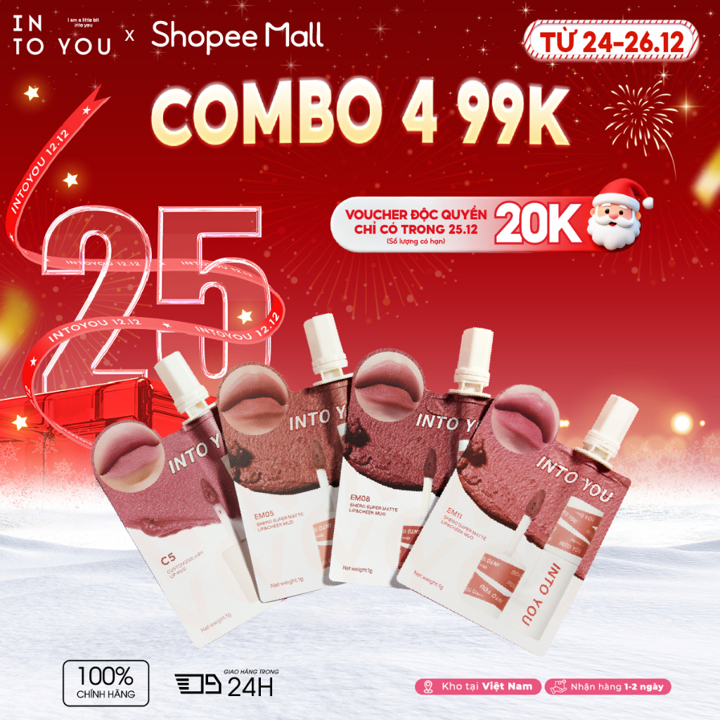 Son Bùn Chiết INTO YOU Chất Lì Mịn Độ Phủ Tốt Lấp Đầy Rãnh Môi Hợp Da Trắng Makeup Tự Nhiên Bagged 1g