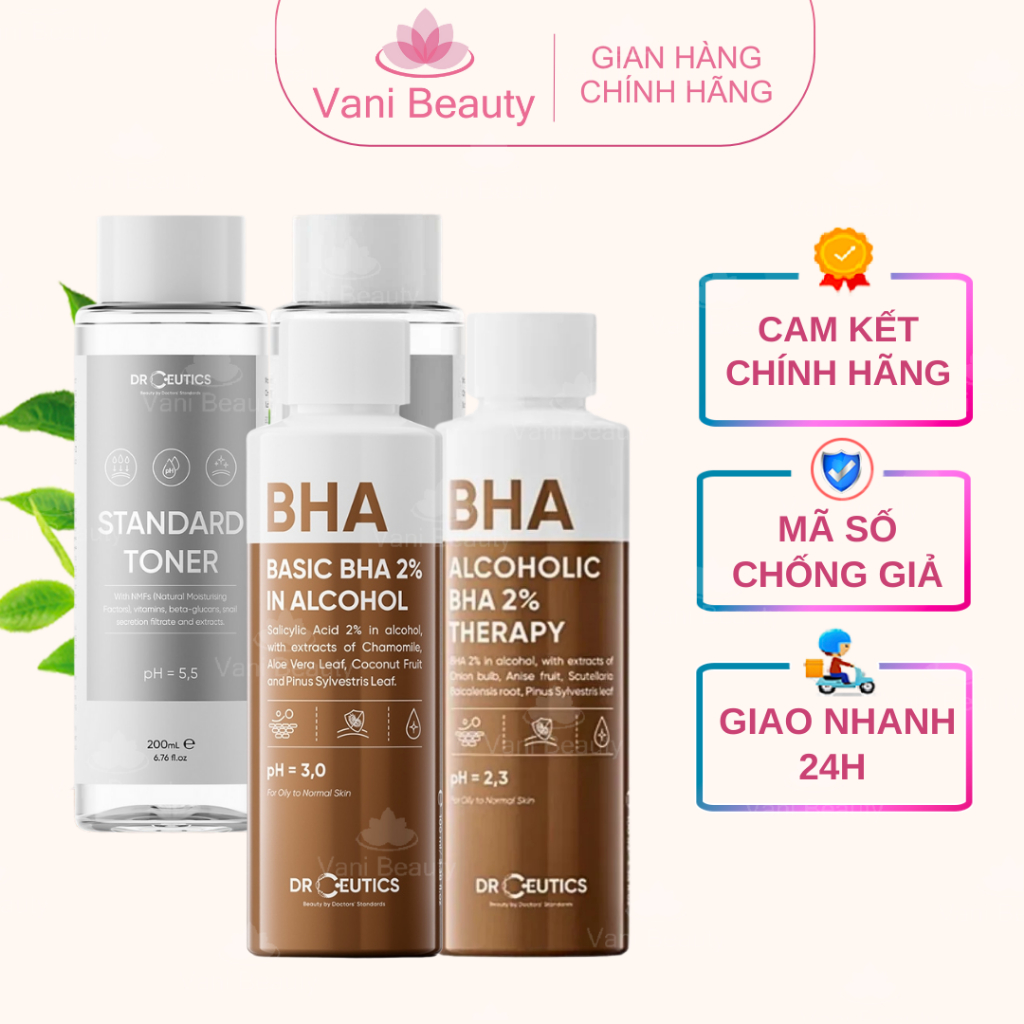 Toner DrCeutics - Toner Cân Bằng Da DrCeutics BHA 2%/Basic/Standrad