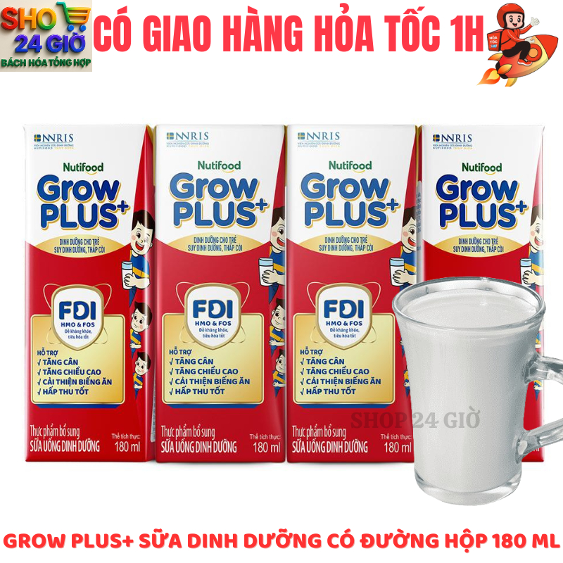 1 Lốc Sữa Nutifood Grow Plus Đỏ 180 ml