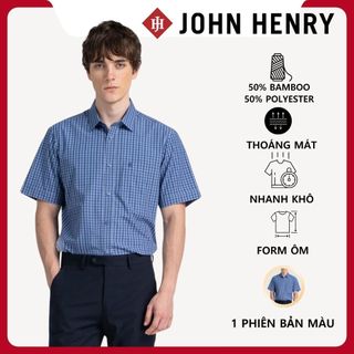 JOHN HENRY - WS25FH91T-SDBB -  Áo Sơ Mi Nam Tay Form Ôm - Vải Bamboo Polyester mềm mại thoáng mát