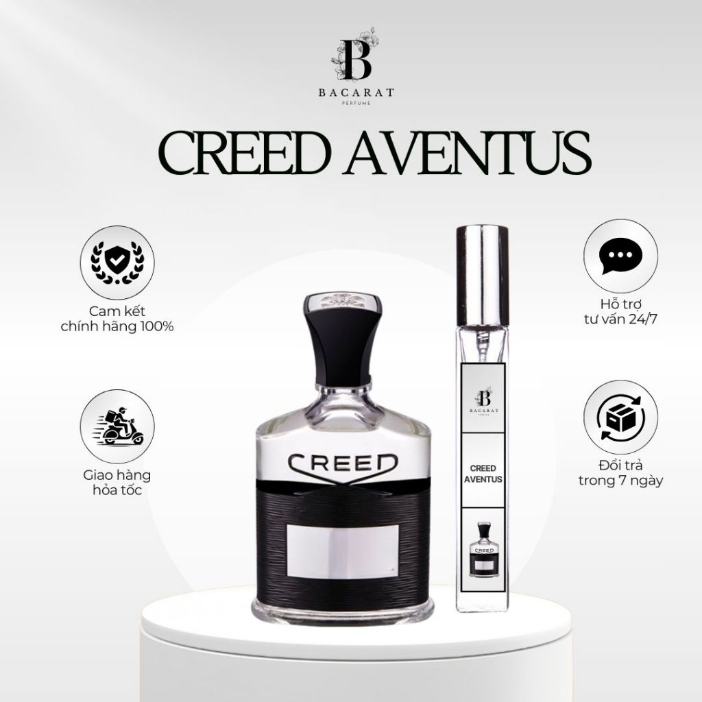 Nước Hoa Nam Creed Aventus Chiết 10ml - Mùi Hương Quyền lực, Nam tính, Hấp dẫn - BACARAT PERFUME