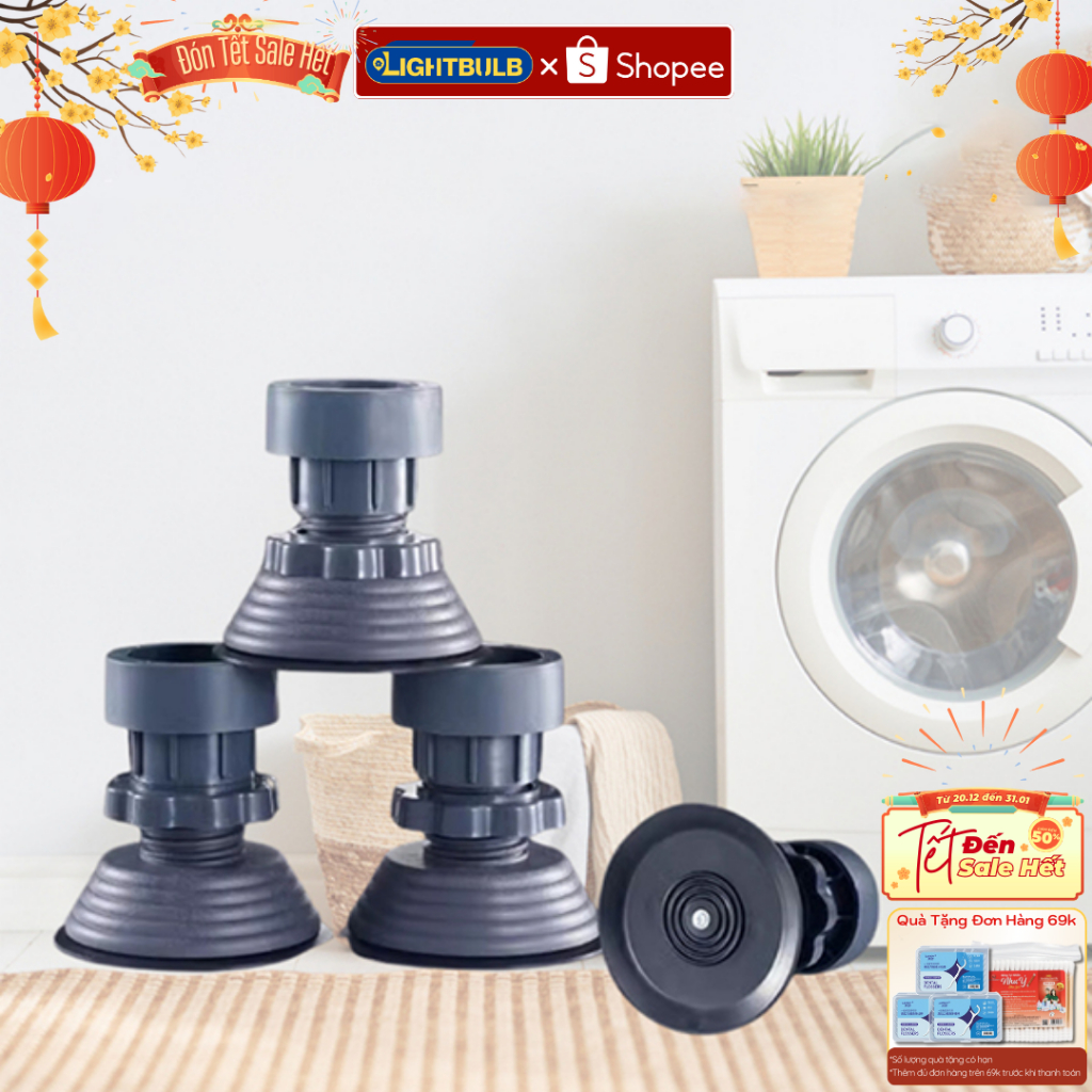 Chân Đế Chống Rung Máy Giặt Tủ Lạnh - Set 4 Chiếc Nâng Đỡ Tủ Lạnh Máy Giặt Điều Chỉnh Độ Cao
