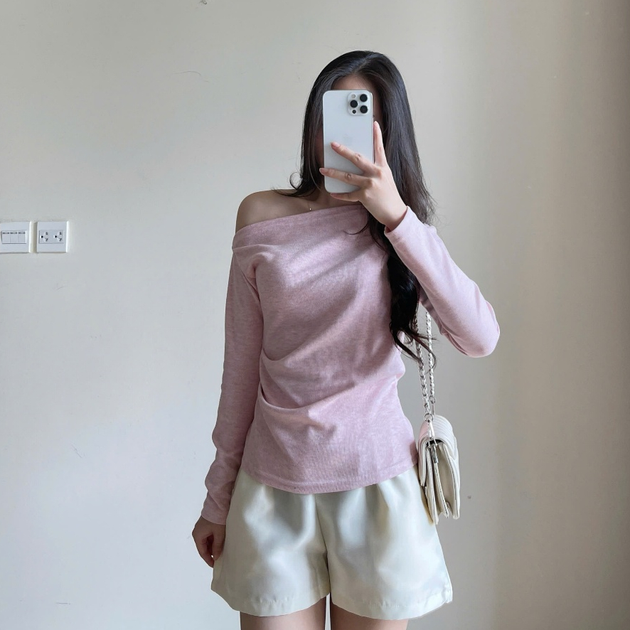 Áo Thun Lệch Vai Dài Tay Nhún Eo Chất Tăm Dày Miho House | BigBuy360 - bigbuy360.vn