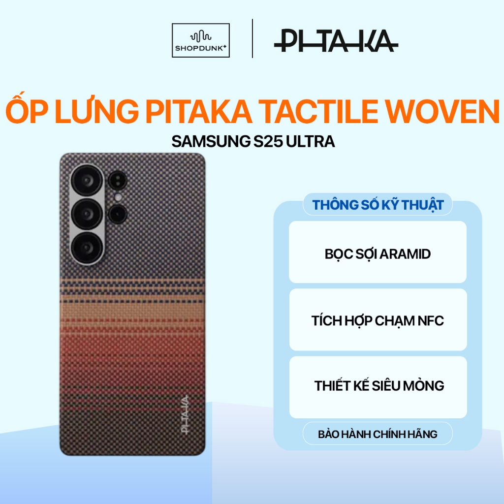 Ốp Lưng Pitaka Tactile Woven Tích Hợp NFC Bảo Vệ Toàn Diện Samsung S25 Ultra