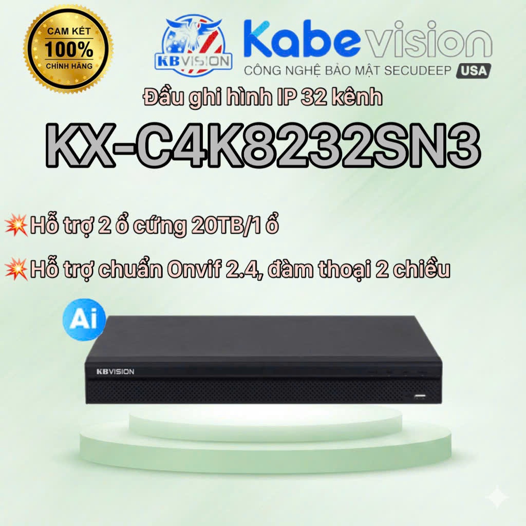 Đầu ghi hình IP 32 kênh KBVISION KX-C4K8232SN3; Đầu ghi hình IP 16 kênh KBVISION KX-C4K8216SN3 - KHÔ