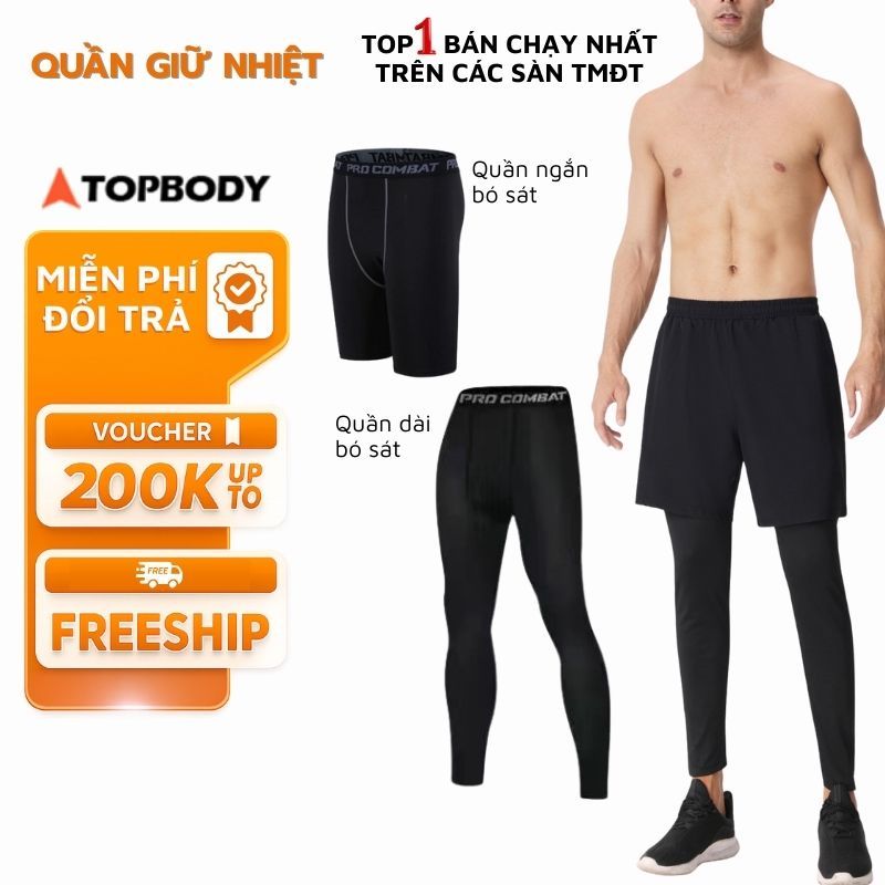 Quần Giữ Nhiệt Nam Pro Combat, Legging Thể Thao Siêu Co Giãn Chuyên Tập Gym, Chạy Bộ, Đá Bóng Topbody - QNGNN01
