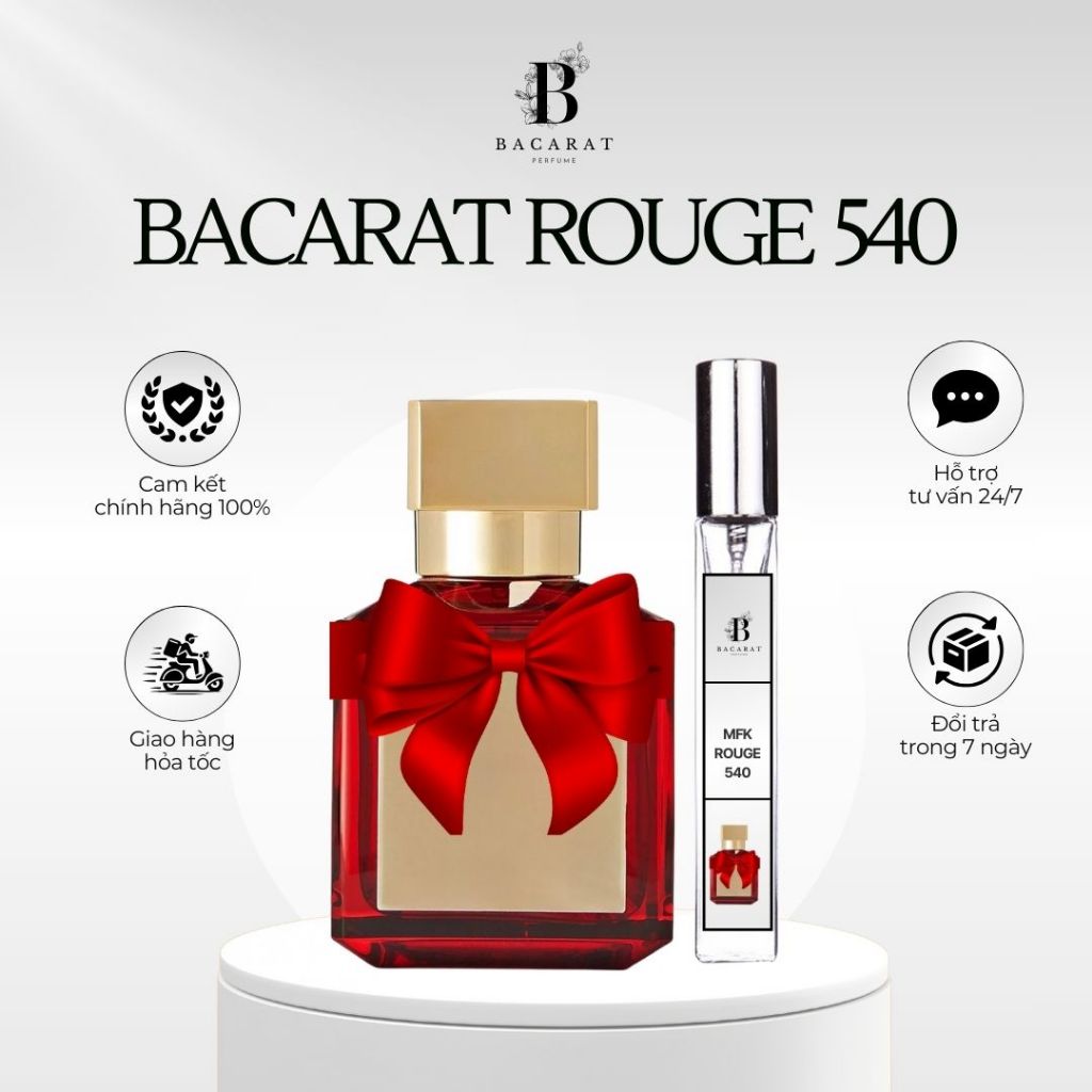 Nước Hoa Unisex Baccarat Đỏ 540 Chiết 10ml - Mùi Hương  Sang trọng, Tinh tế, Cuốn hút - BACARAT PERF