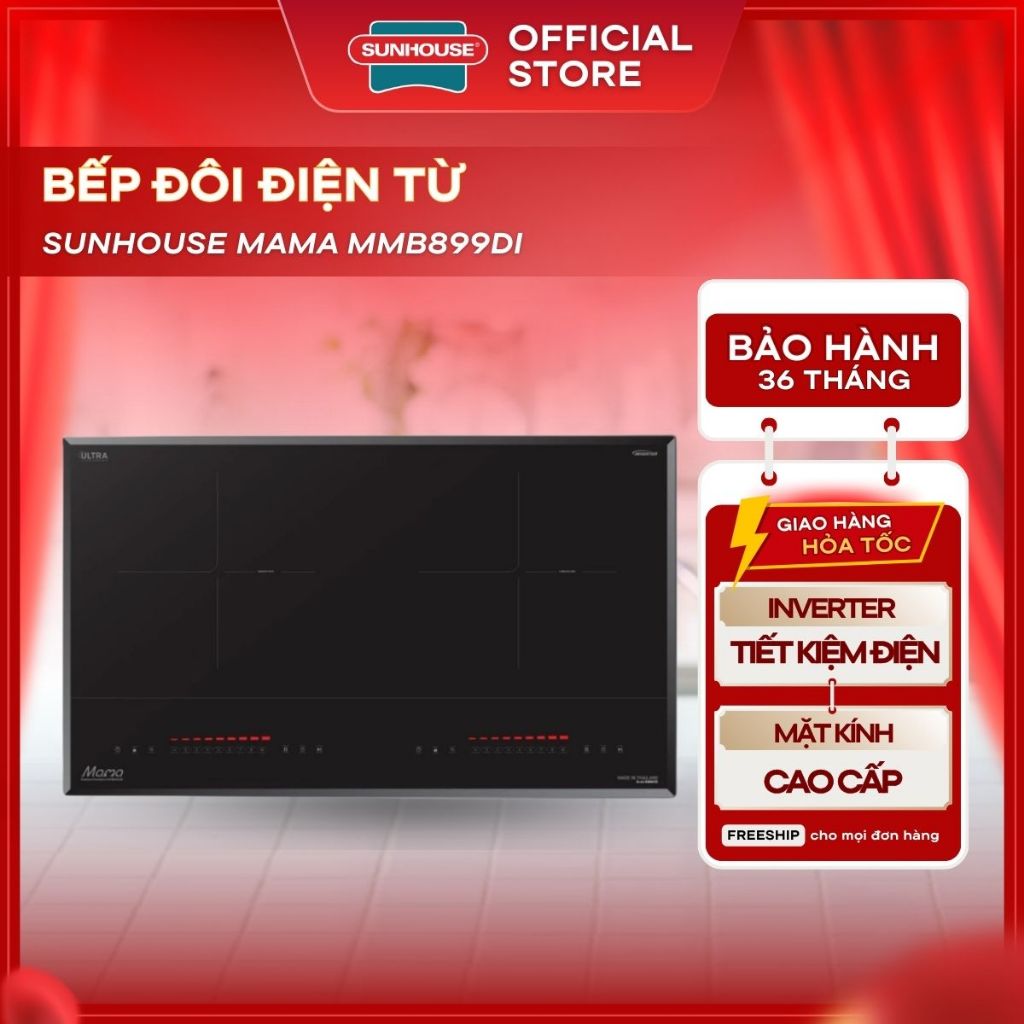 Bếp Đôi Điện Từ SUNHOUSE MAMA MMB899DI - Bảo Hành 36 Tháng, Công Nghệ INVERTER Tiết Kiệm Điện