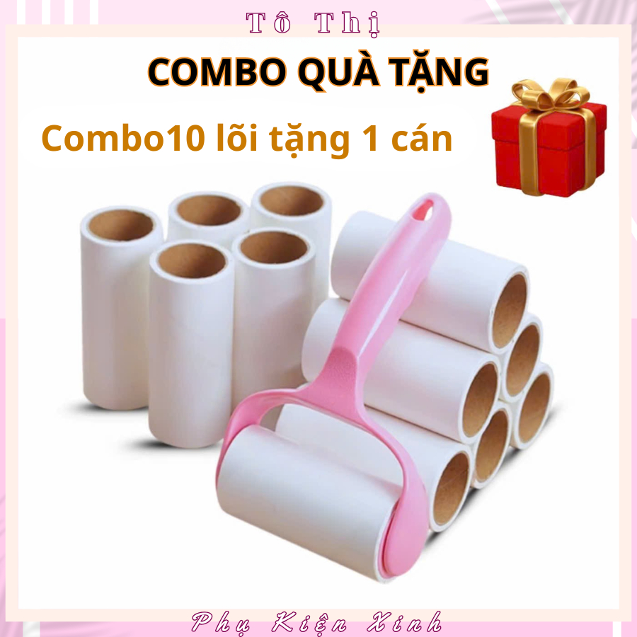 (MUA 10 TẶNG 1) COMBO 10 lõi lăn bụi tặng kèm 1 cây lăn bụi, cây lăn bụi ga giường sofa quần áo tiện