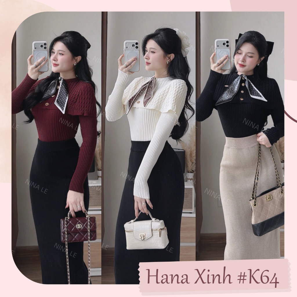 Áo Len Phối Choàng Kèm Khăn - K64