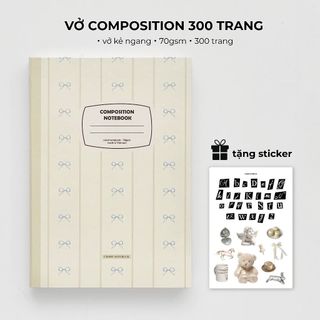 Vở kẻ ngang 300 trang bìa vở bồi cứng Crabit Composition Ribbon Nơ Trộm Vía