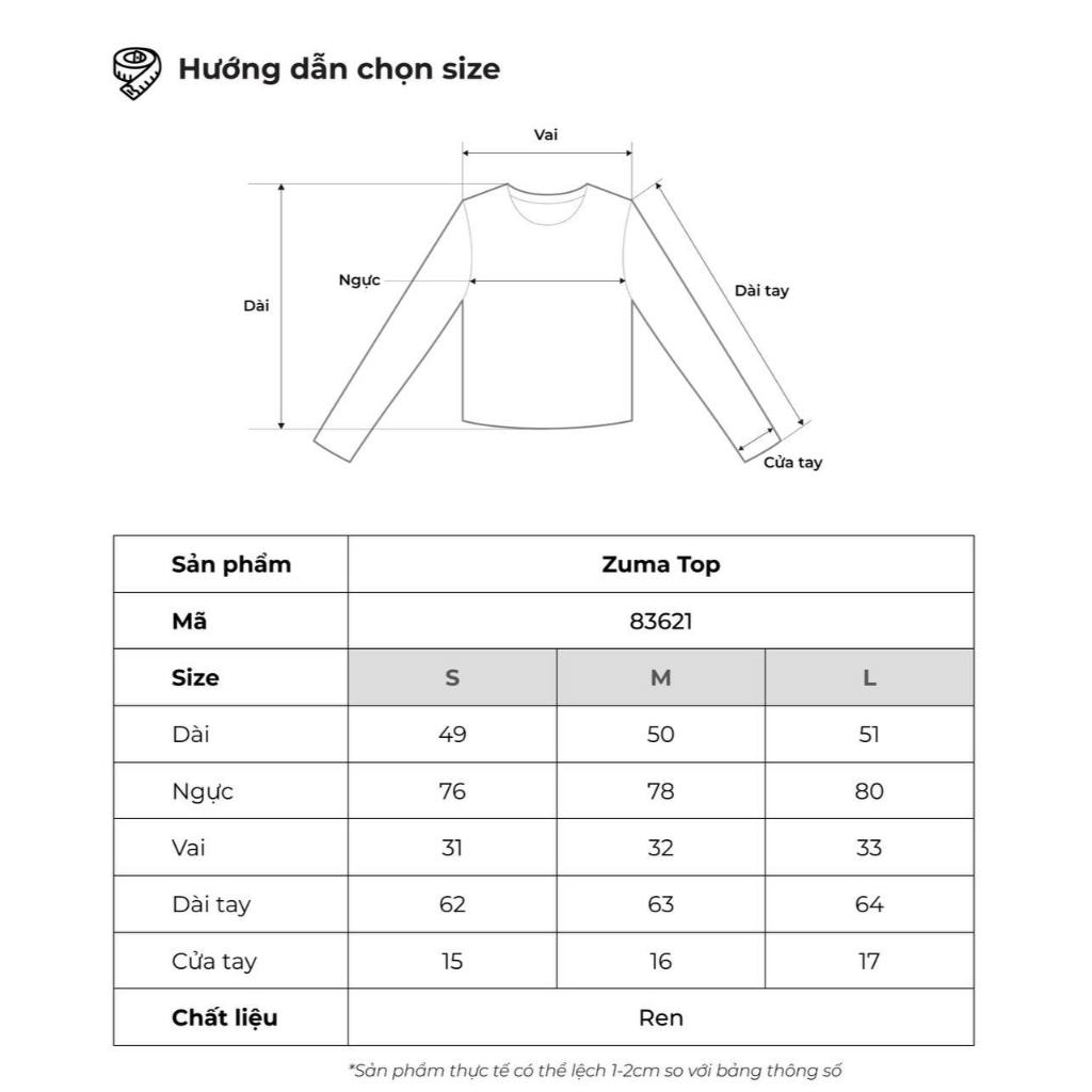 Áo kiểu ren hoa tay dài xuyên thấu THE C.I.U, áo phối trong nữ chất ren mềm mịn dáng ôm sang trọng - Zuma Top | BigBuy360 - bigbuy360.vn
