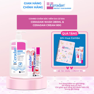  Combo chăm sóc viêm da cơ địa gồm sữa tắm mặt body và kem dưỡng phục hồi hàng rào bảo vệ da Ceradan 