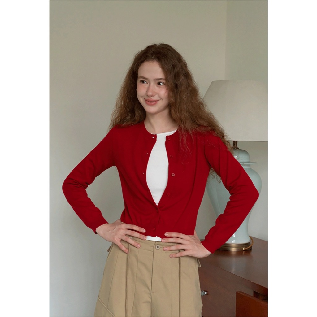 [EGGKA] Áo len cardigan cài nút cho nữ