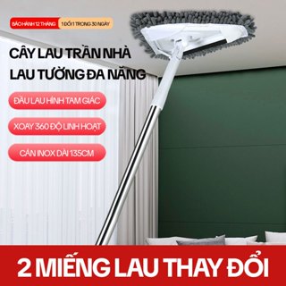  Cây Lau Trần Nhà KITIMOP A3 Chổi Lau Tường Hình Tam Giác Xoay 360 Độ Cán Dài 135cm 