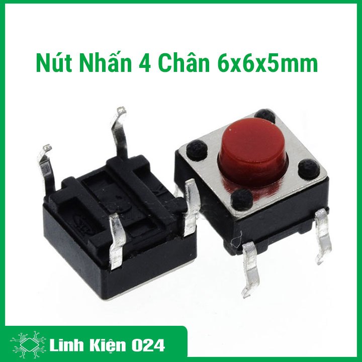Combo 10 Nút Nhấn 4 Chân 6x6x5mm (Đỏ -1 Con)