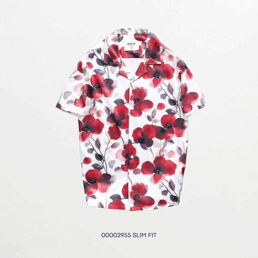 [HẾN STORE MENSWEAR] Áo sơ mi nam Heboz Urban Red, sơ mi nam họa tiết hoa màu đỏ - 00002955