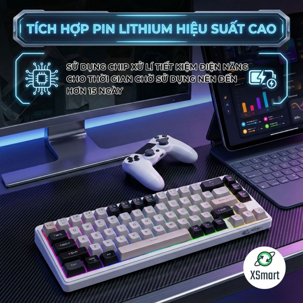 Bộ Bàn Phím Và Chuột Bluetooth FreeWolf M68 LED Pro Gõ Siêu Êm Pin Sạc Keycap PBT Cho Pc Lap | BigBuy360 - bigbuy360.vn
