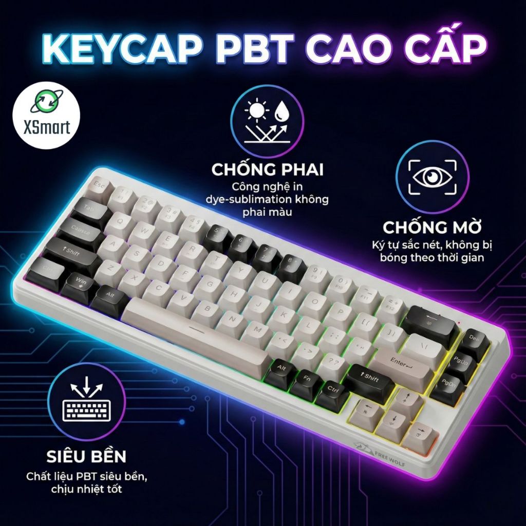 Bộ Bàn Phím Và Chuột Bluetooth FreeWolf M68 LED Pro Gõ Siêu Êm Pin Sạc Keycap PBT Cho Pc Lap | BigBuy360 - bigbuy360.vn