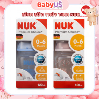 Bình sữa nuk premium choice+ thủy tinh 120ml núm ti s1 - m