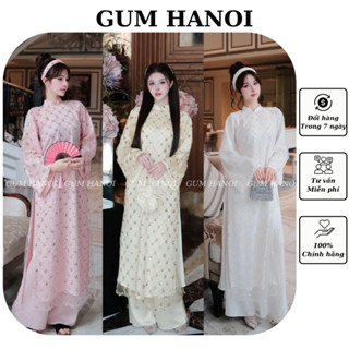  Áo dài cách tân Sương Mai dáng suông 4 tà chất liệu lụa kim tuyến sang trọng  Set áo dài kim sa đính đá Gum Hanoi 