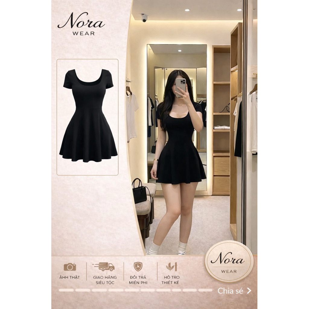[NORA WEAR] VÁY NGẮN TAY NGẮN FORM XÒE – DỄ MẶC, DỄ PHỐI