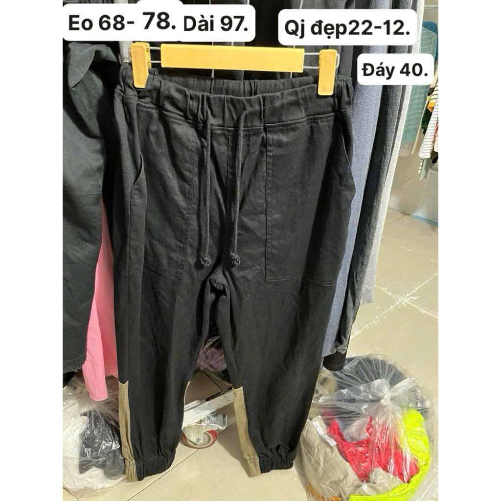Quần dài jean eo 68-78cm, dài 97cm.