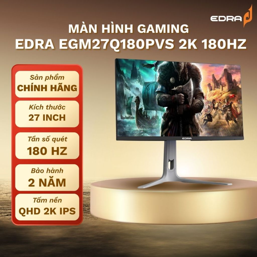 Màn hình 27 Inch 2K gaming EDRA EGM27Q180PVS 27" QHD 2K IPS 180Hz Bảo hành chính hãng 2 năm
