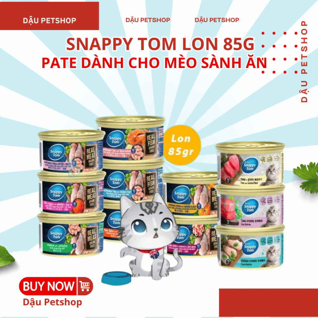 😺🍖 Snappy Tom Premium 85g – Pate Cho Mèo Mọi Lứa Tuổi, Protein Cao & Dinh Dưỡng Đầy Đủ
