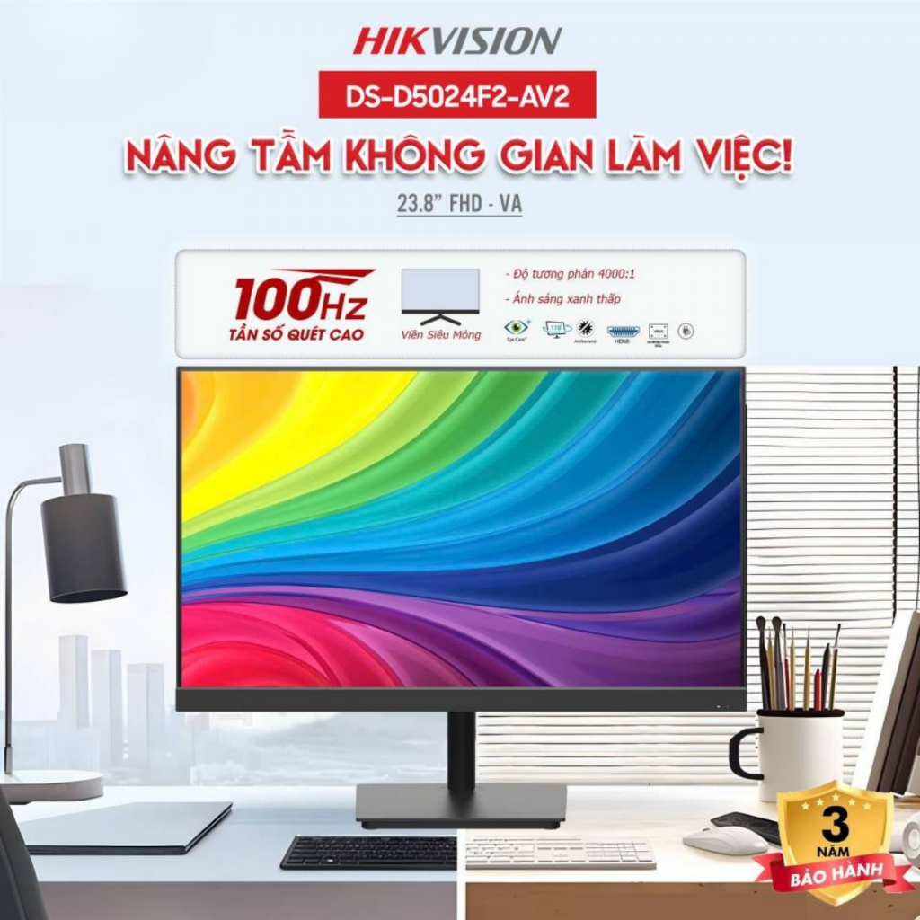 MÀN HÌNH MÁY TÍNH - MÀN HÌNH PC HIKVISON 24inch VA DS-D5024F2-AV2 - HÌNH ẢNH SỐNG ĐỘNG - BH 3 năm