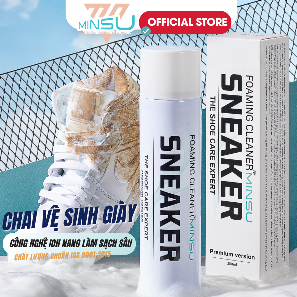 Chai Xịt Vệ Sinh Giày Sneaker NANO Bọt Tuyết MINSU M5955 Giặt Khô Siêu Tốc Bảo Vệ Khỏi Ố Vàng, Phai Màu
