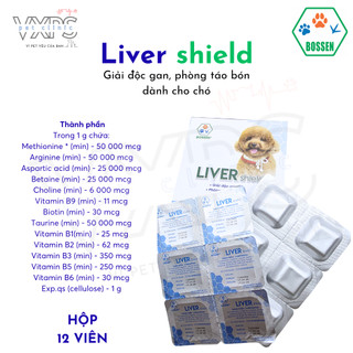 Liver Shield Viên giải độc gan, phòng táo bón dành cho chó (hộp 12 viên)