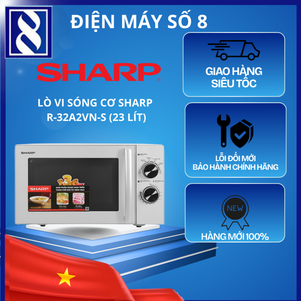 Điện Máy Số 8 | R-31A2VN-S | R-32A2VN-S | Lò vi sóng Sharp R-31A2VN-S - R-32A2VN-S 23 lít - Chính Hã