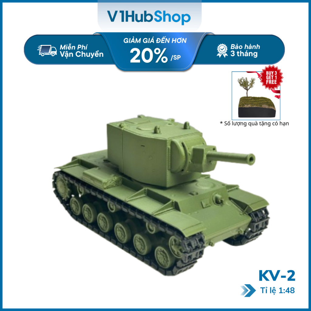 Mô hình xe tank KV-2 - Xe quân sự Nga tỉ lệ 1/48