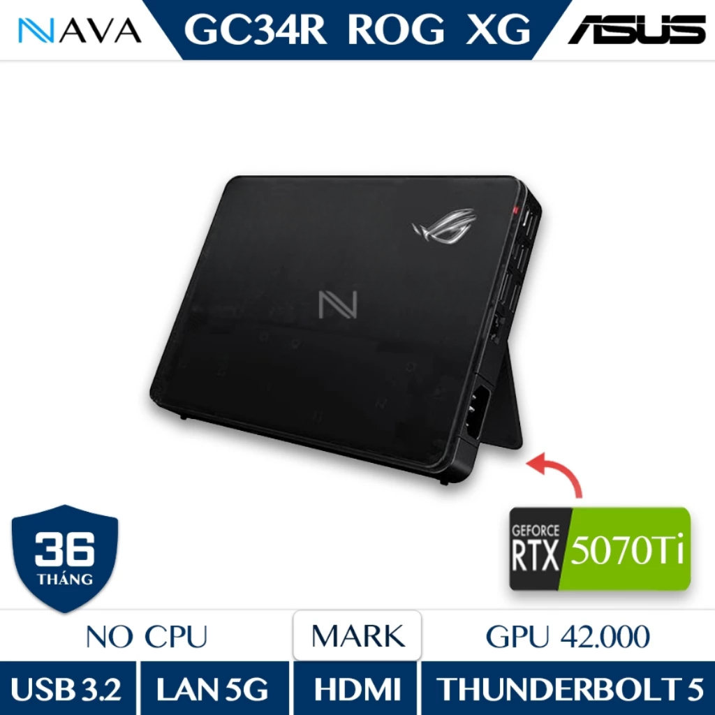 eGPU ASUS GC34R ROG XG Mobile - Đồ họa RTX 5070Ti - Kết nối Thunderbolt 5 -Thiết kế Gọn nhẹ