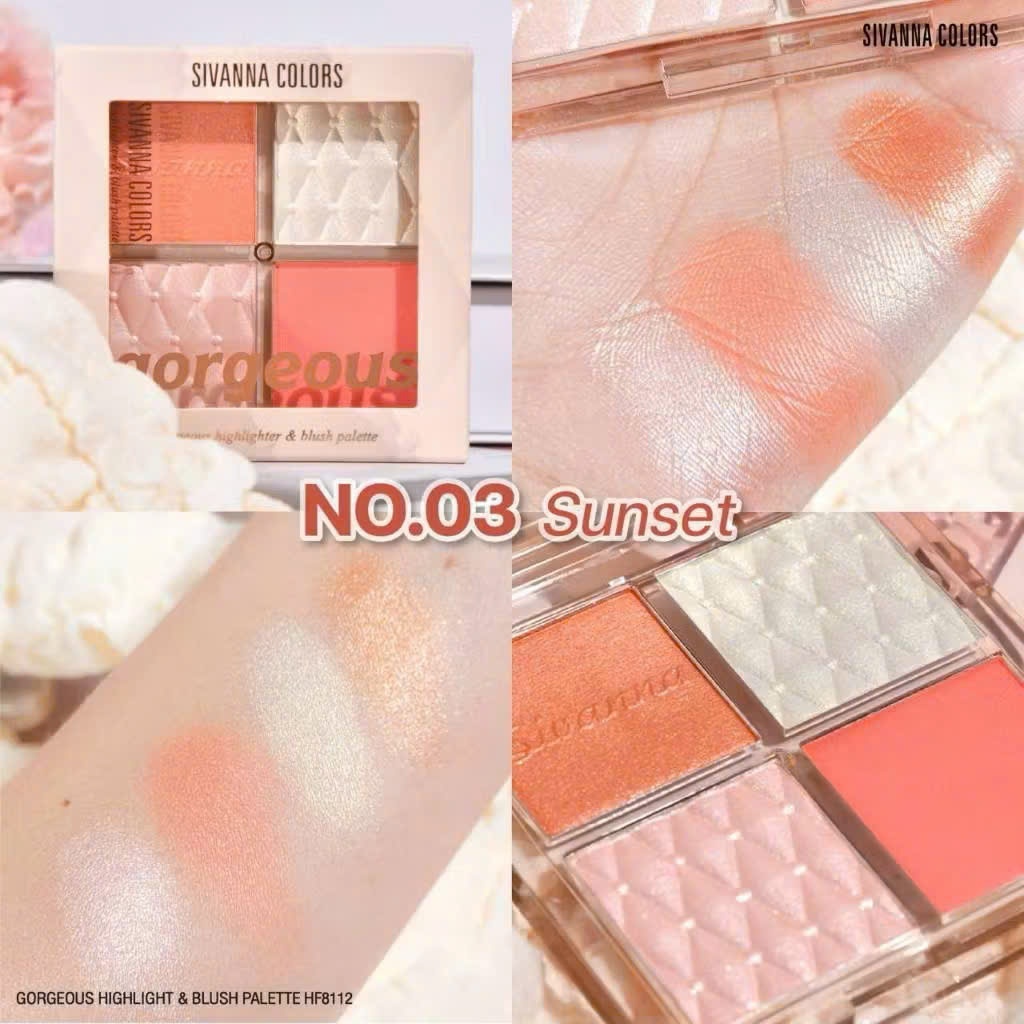 Phấn Bắt Sáng Kèm Má Hồng Gorgeous Hightlight & Blush Palette HF8112