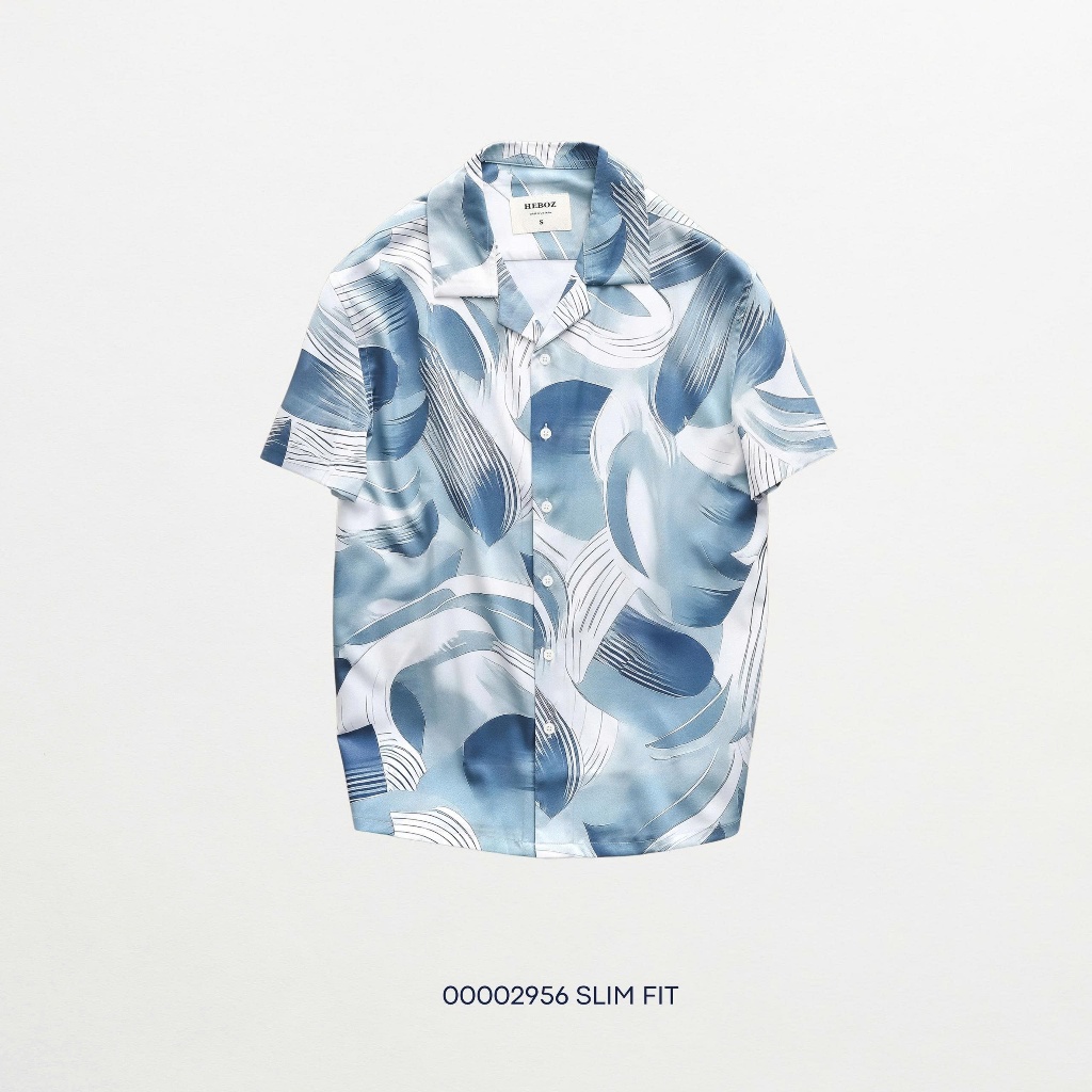[HẾN STORE MENSWEAR] Áo sơ mi nam Heboz Urban Blue, sơ mi nam họa tiết hoa basic - 00002956