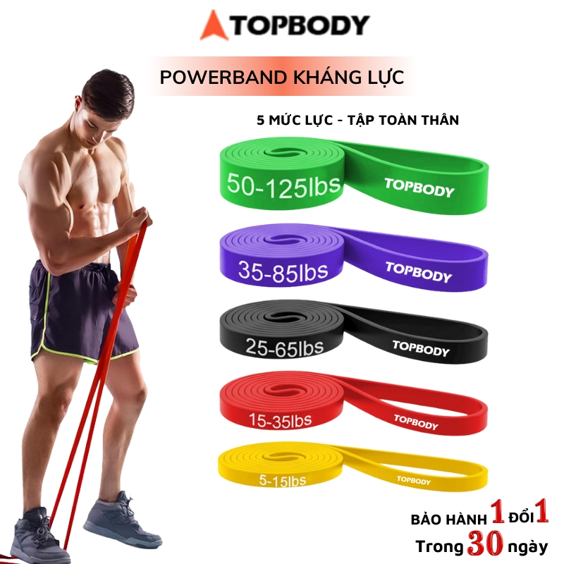 Dây kháng lực Power Band tập gym đa năng TOPBODY, hỗ trợ luyện tập thể dục tiện lợi tại nhà, văn phòng