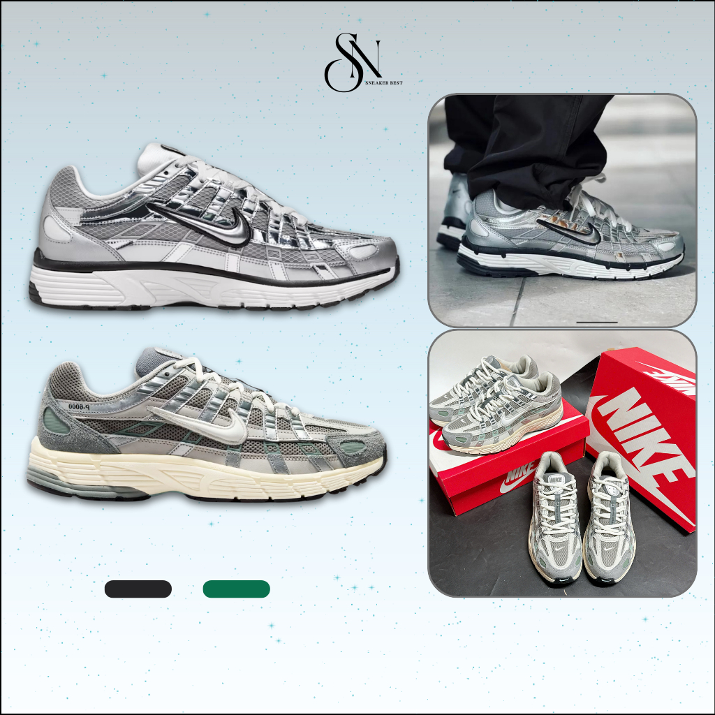Giày Thể Thao P6000 Trắng Đen – Sneaker Unisex Nam Êm Ái, Thoáng Khí Bản SC Cao Cấp