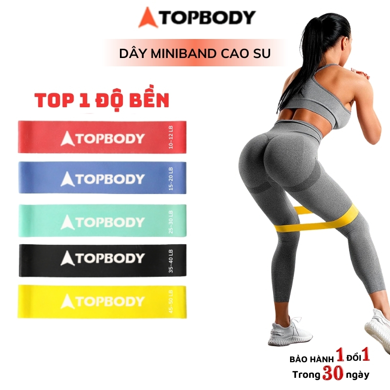 Dây Kháng Lực Mini Band, Dây Cao Su Tập Mông Đùi Chính Hãng TOPBODY