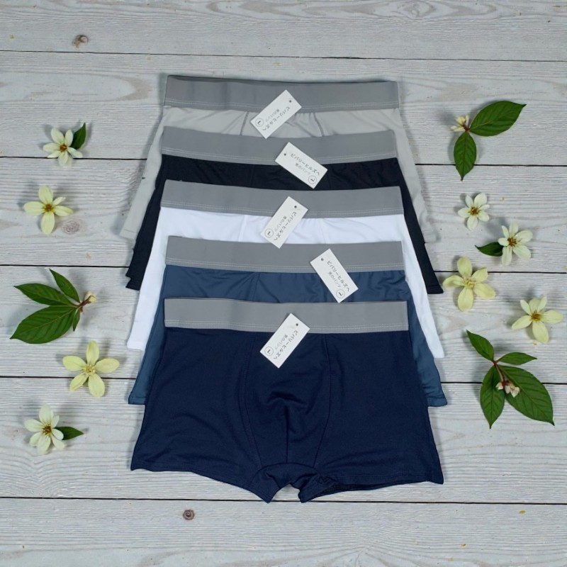 [Giá Sốc] Combo 5 Quần Sịp Đùi, Quần Lót Nam Boxer Thun Lạnh Cạp Trơn Co Giãn 4 Chiều Thoáng Mát