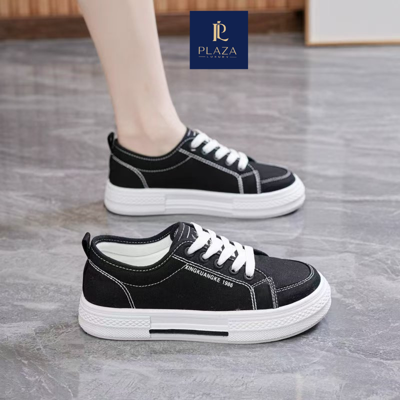 Giày Thể Thao Vải Nữ Buộc Dây, Đế Bằng, Đa Năng, Thoáng Khí, Phong Cách Hàn Quốc GN50