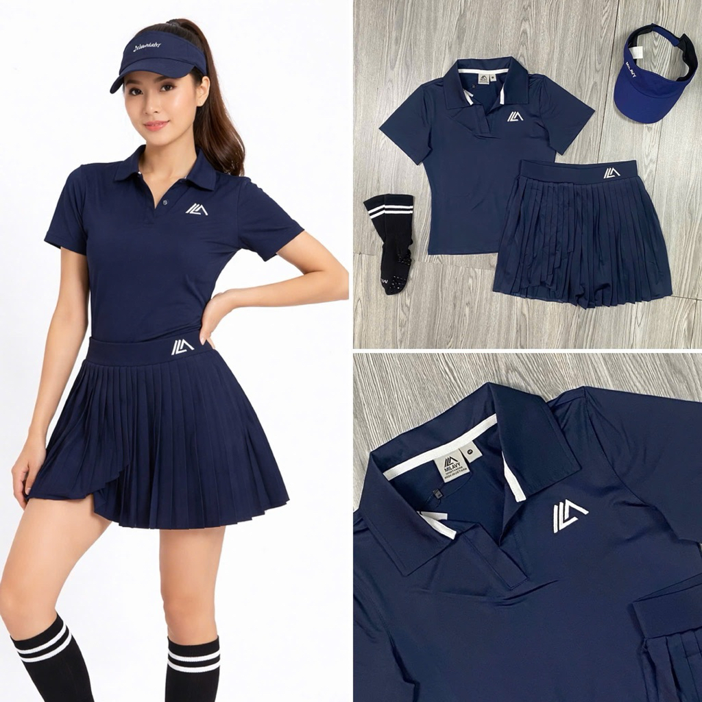 Bộ Váy Thể Thao Nữ MILAVY Dáng Xếp Ly 2 Tầng