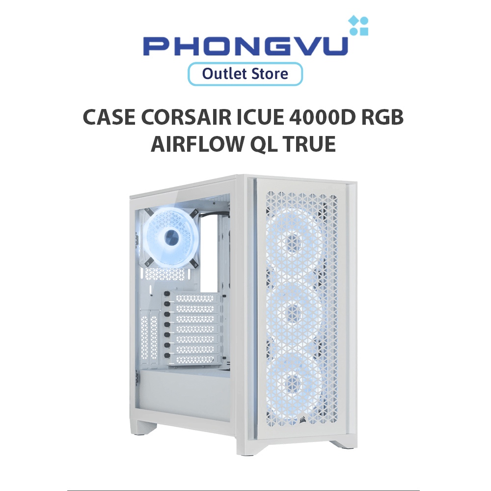 Vỏ máy tính/ Case Corsair iCUE 4000D RGB AIRFLOW QL True White (CC-9011232-WW) - Bảo hành 24 tháng