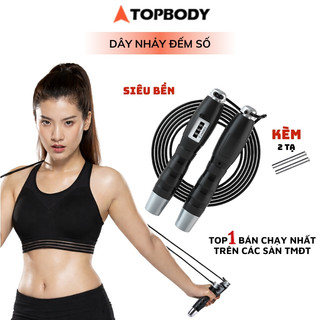  Dây nhảy thể lực đàn hồi 2.9m lõi thép có tạ đếm số TOPBODY hỗ trợ luyện tập thể dục giảm cân tại nhà - DNHAY 