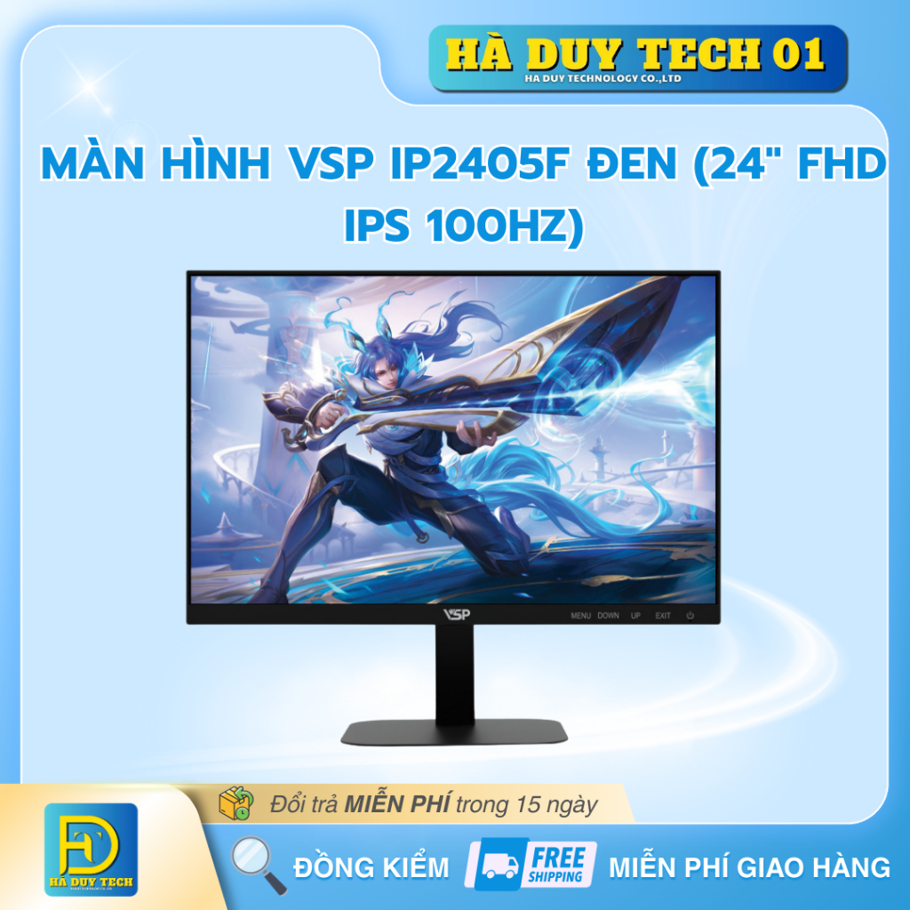 Màn Hình VSP IP2405F ĐEN (24" FHD IPS 100Hz) - Cam Kết Chính Hãng - BH 36T - Ha Duy Tech