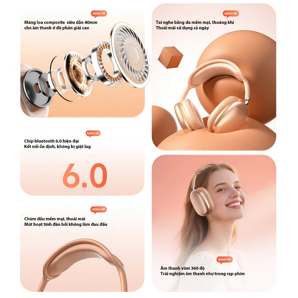 Tai Nghe Chụp Tai Không Dây W65 Airmax Kết Nối Bluetooth, Có Dây, Thẻ Nhớ, Pin Trâu, Đeo Thoáng Khí | BigBuy360 - bigbuy360.vn