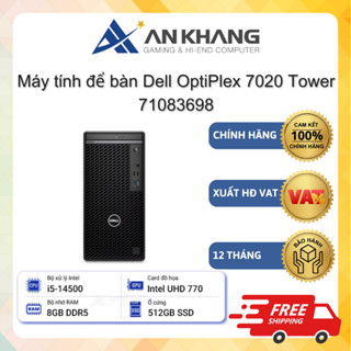 Máy tính để bàn Dell OptiPlex 7020 Tower 71083698 (i5-14500, 8GB DDR5, 512GB SSD, Ubuntu) Chính hãng Bảo hành 12 Tháng